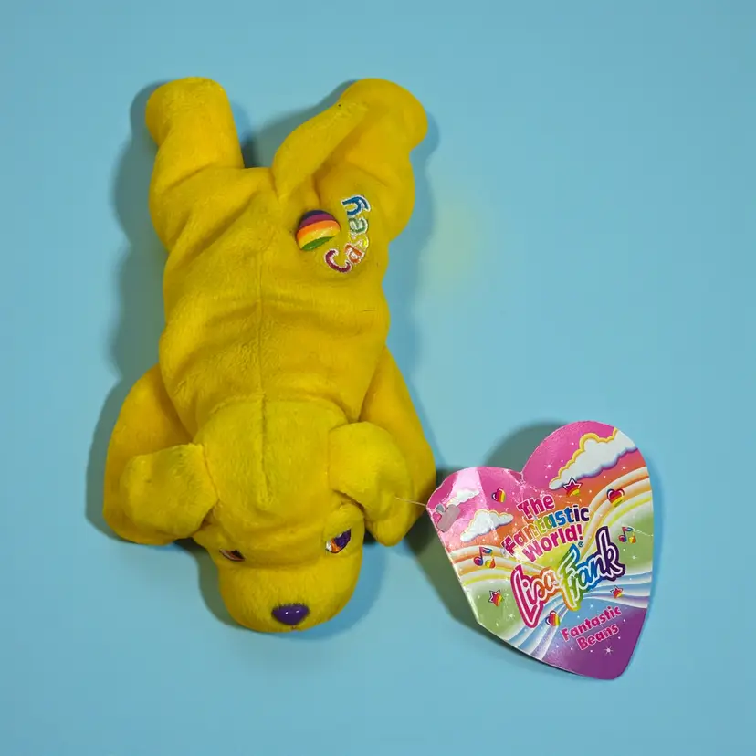 VTG Lisa Frank Plush Casey Yellow Dog Small Beans With tag 90s