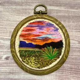 Desert Sunset Highway Hand-Embroidery - Mini 3” Hoop