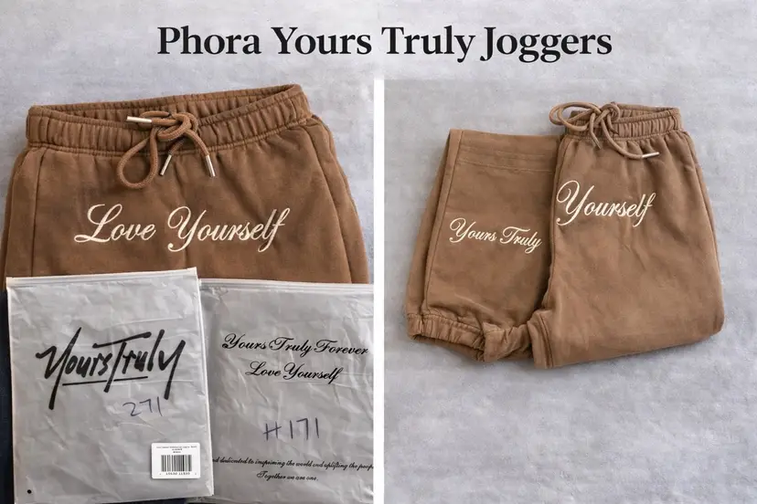 Yours Truly by Phora Embroidered “Love Yourself” Joggers – Brown – Size Small Men’s