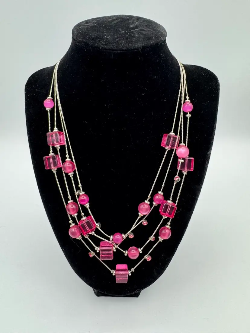 #11. Jewelry 3 4 Layer Pink Beads Plastic