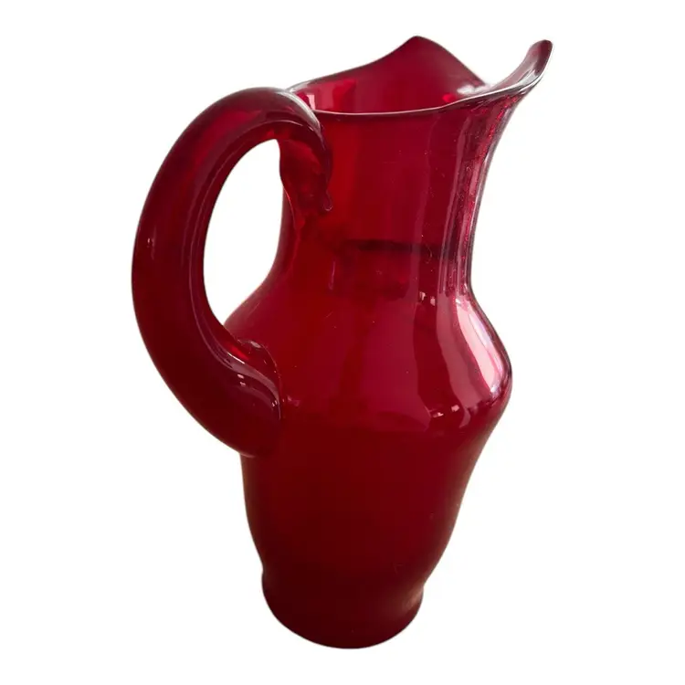 Mini Red Glass Vintage Pitcher