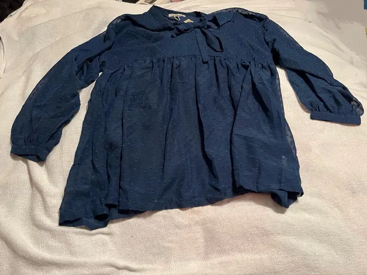 Oversized Navy Textured Chiffon Blouse