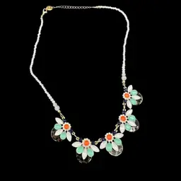 Floral Animal Print Bin Necklace By Plunder, 22”L