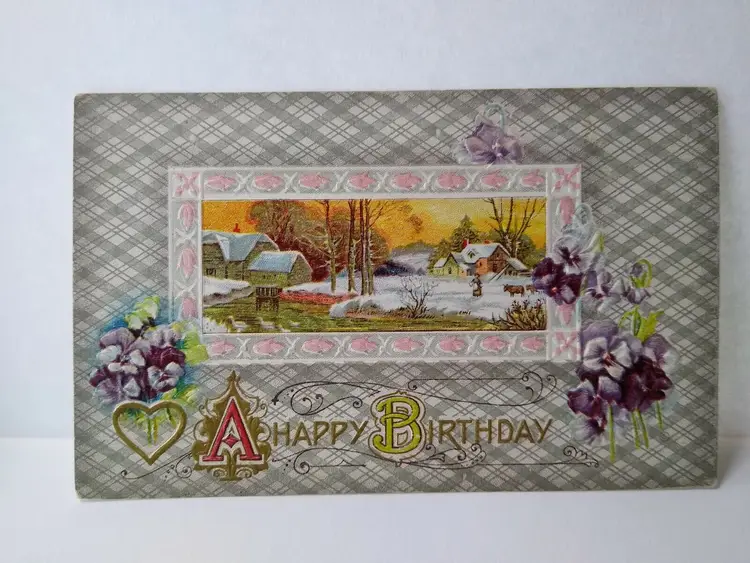 Birthday Postcard Country Farm Animals Flowers Embossed J Marks 1910 Series 894