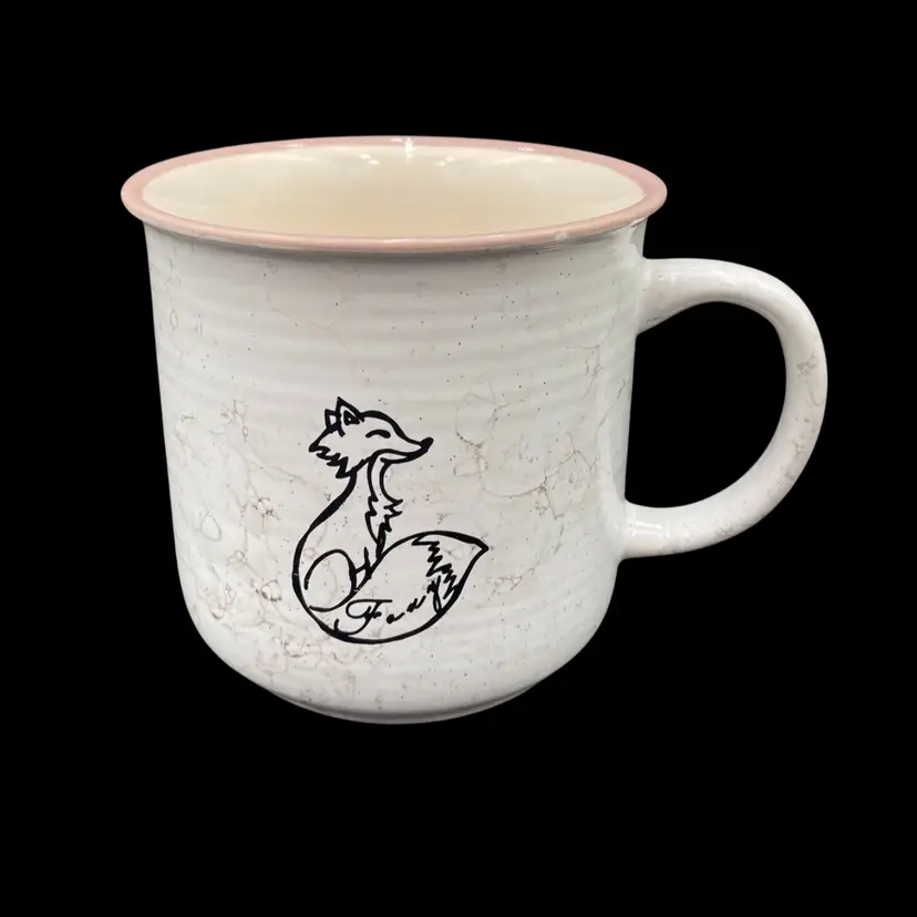 Heavy Marble-Look Ceramic Coffee/Tea Mug, Off-White/Taupe, Fox Design