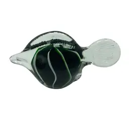 Art Glass Vintage  Paperweight Fish Green and White