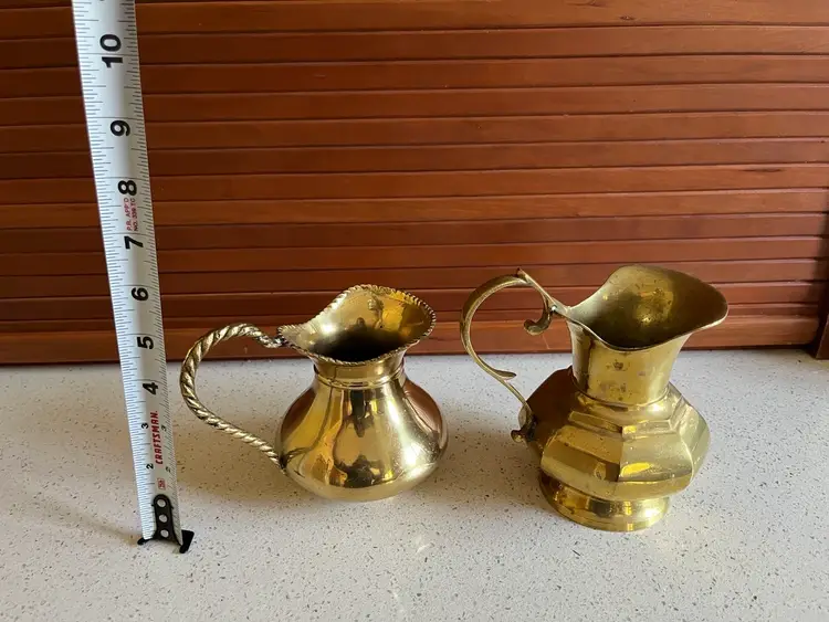 Set Of 2 Solid Brass Pitchers