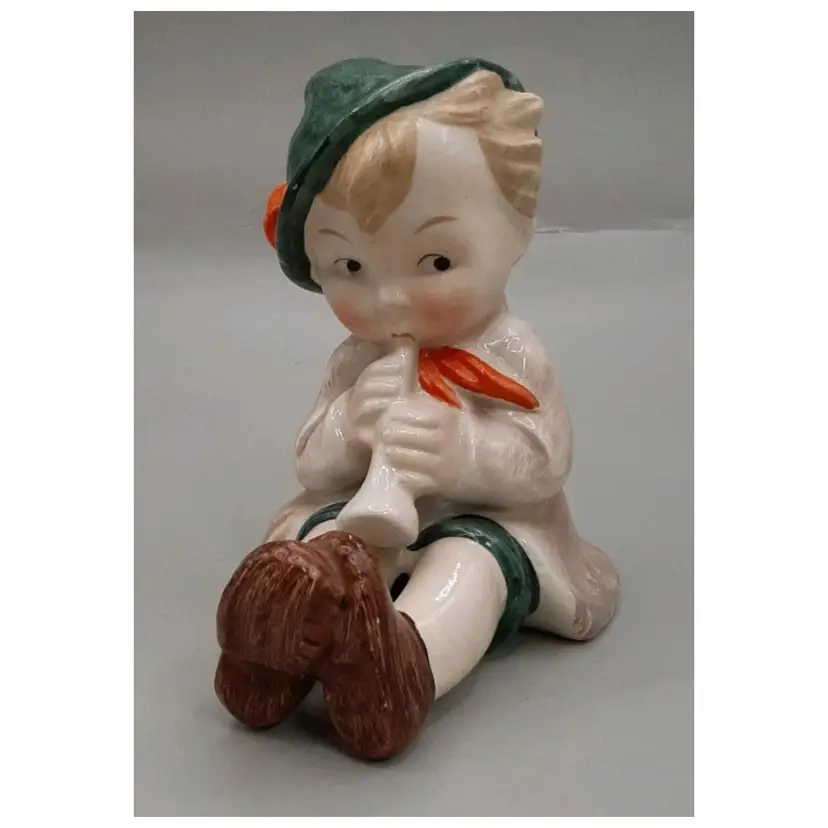 RARE Vintage Boy Playing Horn Crown and Scepter Hummel by Goebel Model #25/0 1935-1949