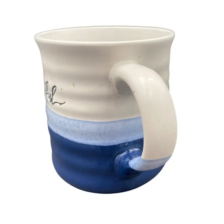 Dowan Ceramics (Charlotte, NC), 'grateful' Mug, 18 oz., Shades of Blue & Stone
