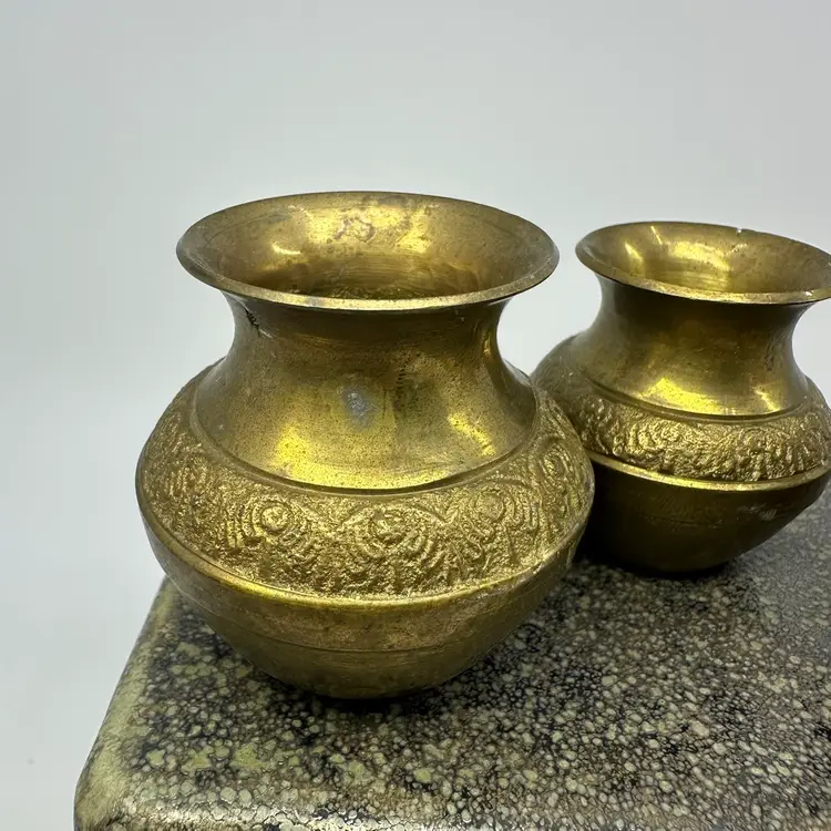 Solid Brass Miniature Vases Set/3