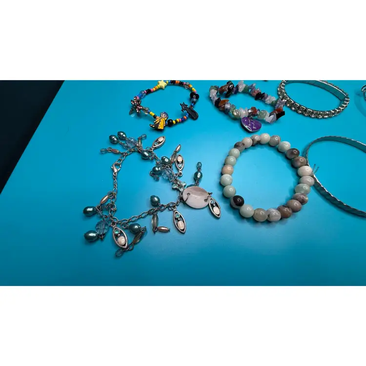 Lot Of 14 Various Bracelets Bangle Stretch Adjustable And Wrap