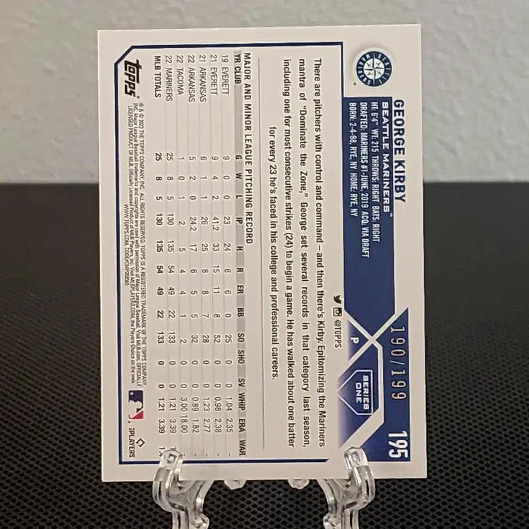 George Kirby 2023 Topps Series 1 Red Foil /199 RC - Mariners