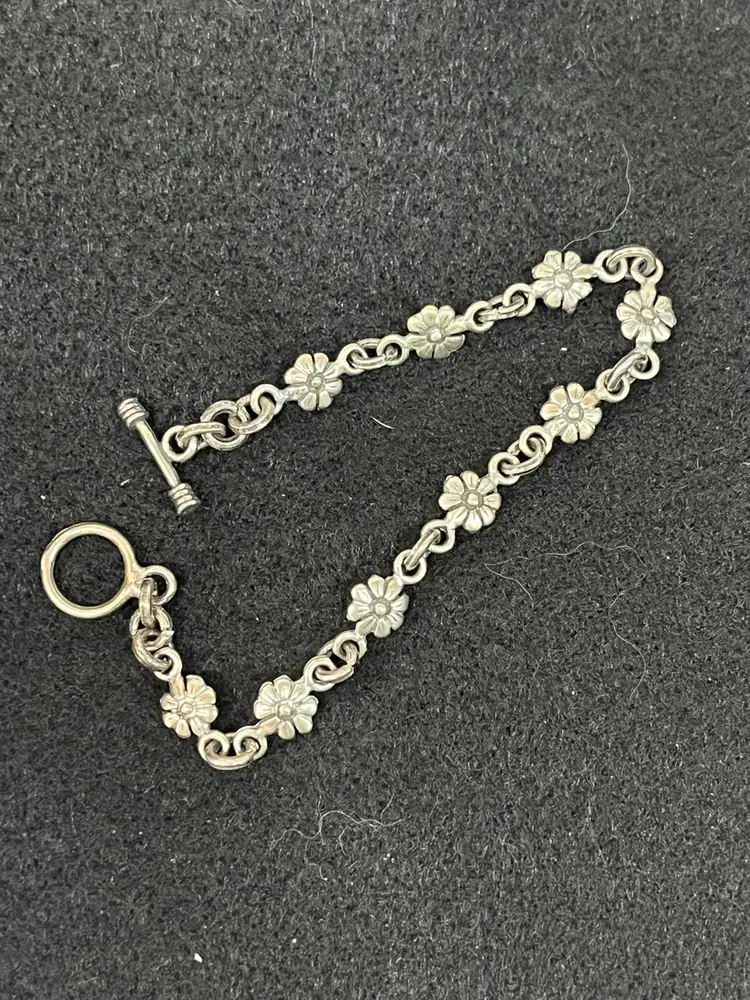 #01 - Vintage Floral 925 Silver Bracelet