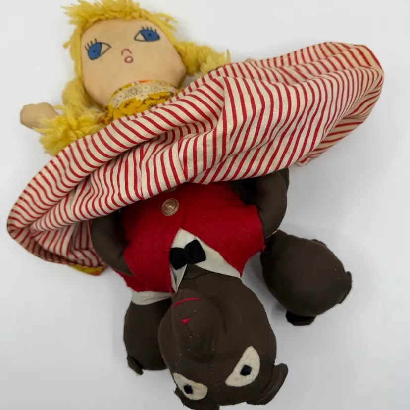 Vintage TOPSY TURVY Cloth Rag Doll Goldilocks & The Three Bears.