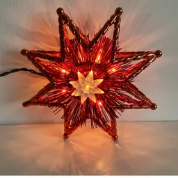 Vintage Red Star Christmas Tree Topper 8 1/2” Double Sided