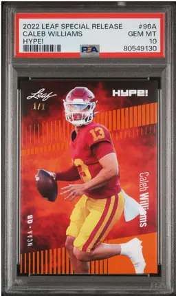 PSA 10 Caleb Williams 2022 Leaf Hype! #96A Orange Masterpiece 1/1 Rookie Card