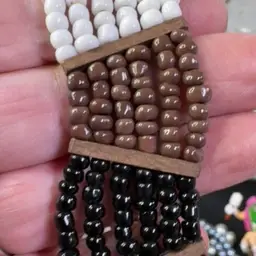 Black Brown White Woodie Stretch Bracelet