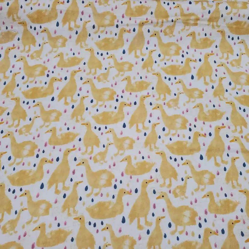 Rainy Day Ducks Flannel Fabric Remnant - 100% Cotton - Choose Size - Soft Craft & Quilting Fabric