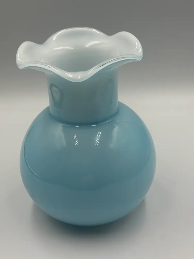 Vintage Blue Opaline Glass Vase