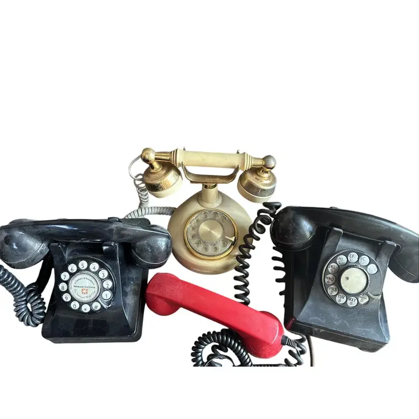 Art Deco Vintage Telephones - Bakelite and Rotary Dial Set