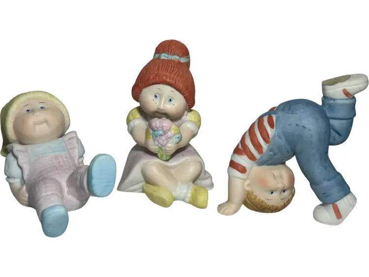 3 Vintage 1984 Cabbage Patch Kids Dolls Ceramic Figurines  Xavier Roberts