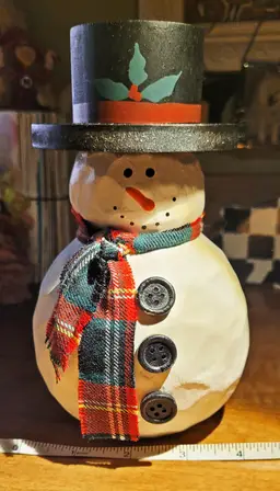 Vintage Rustic Snowman with a Plaid Scarf c.1990s