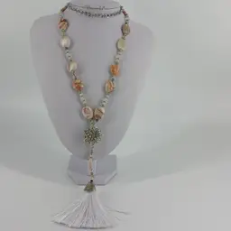 Three Red Line Marble Stone Necklaces