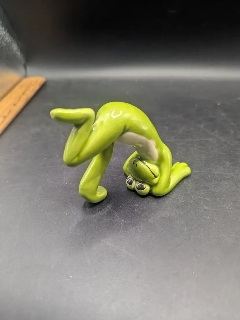 Vintage Norcrest Porcelain Tumbling Frog Figurine.