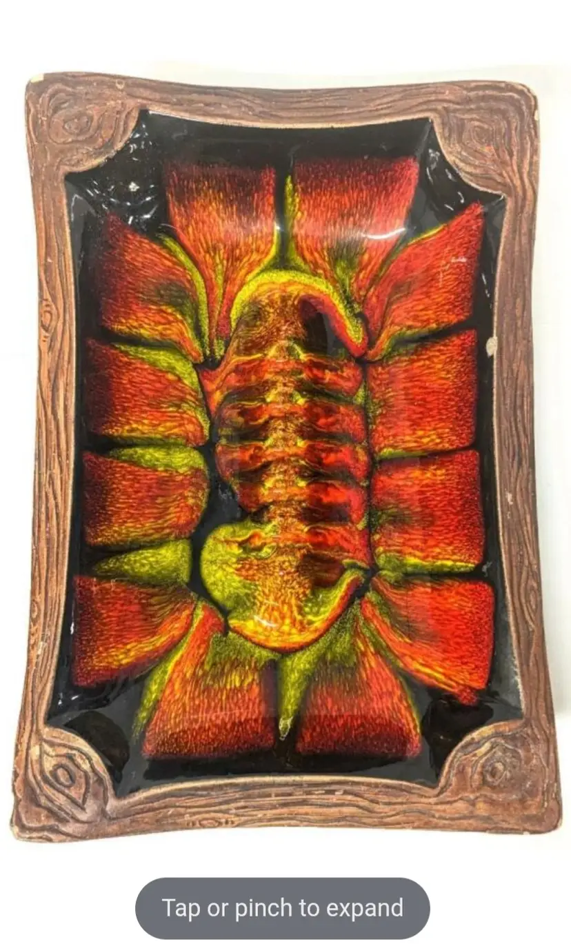 Gorgeous MCM Vintage Sequoia California Pottery 1019 Ashtray, 7.5" × 11" × 2" Tall, Chips Present