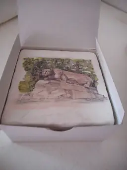 NIB Set of 4 Penn State University Coaster Nittany Lion Shrine Marble boxed