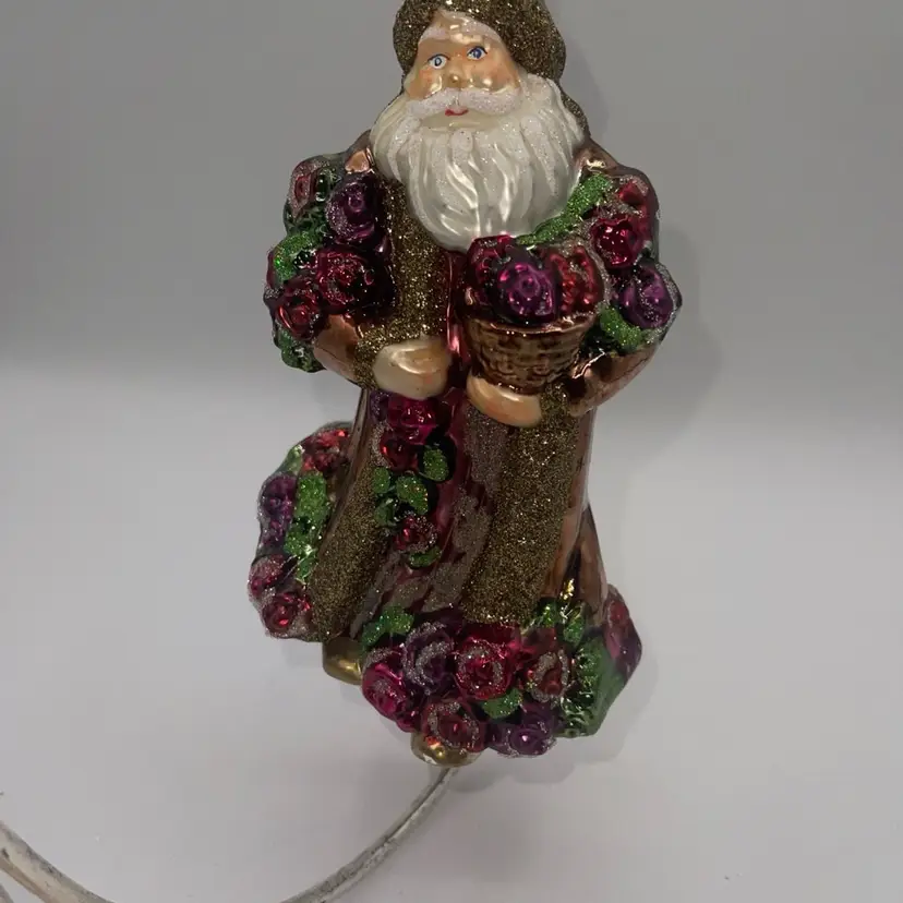 VTG Dillard's Trimmings SANTA CLAUS Hanging Christmas Ornament 7" Poland Blown