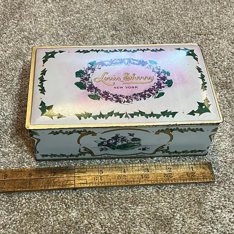 Rectangular Floral Decorative Tin Hinged Lid Storage Container