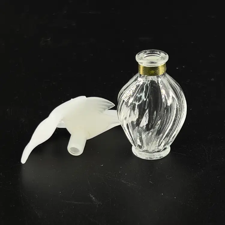 2 Vintage Lalique Mini Perfume Bottle w/ Doves L'air Du Temps Nina Ricci - Empty