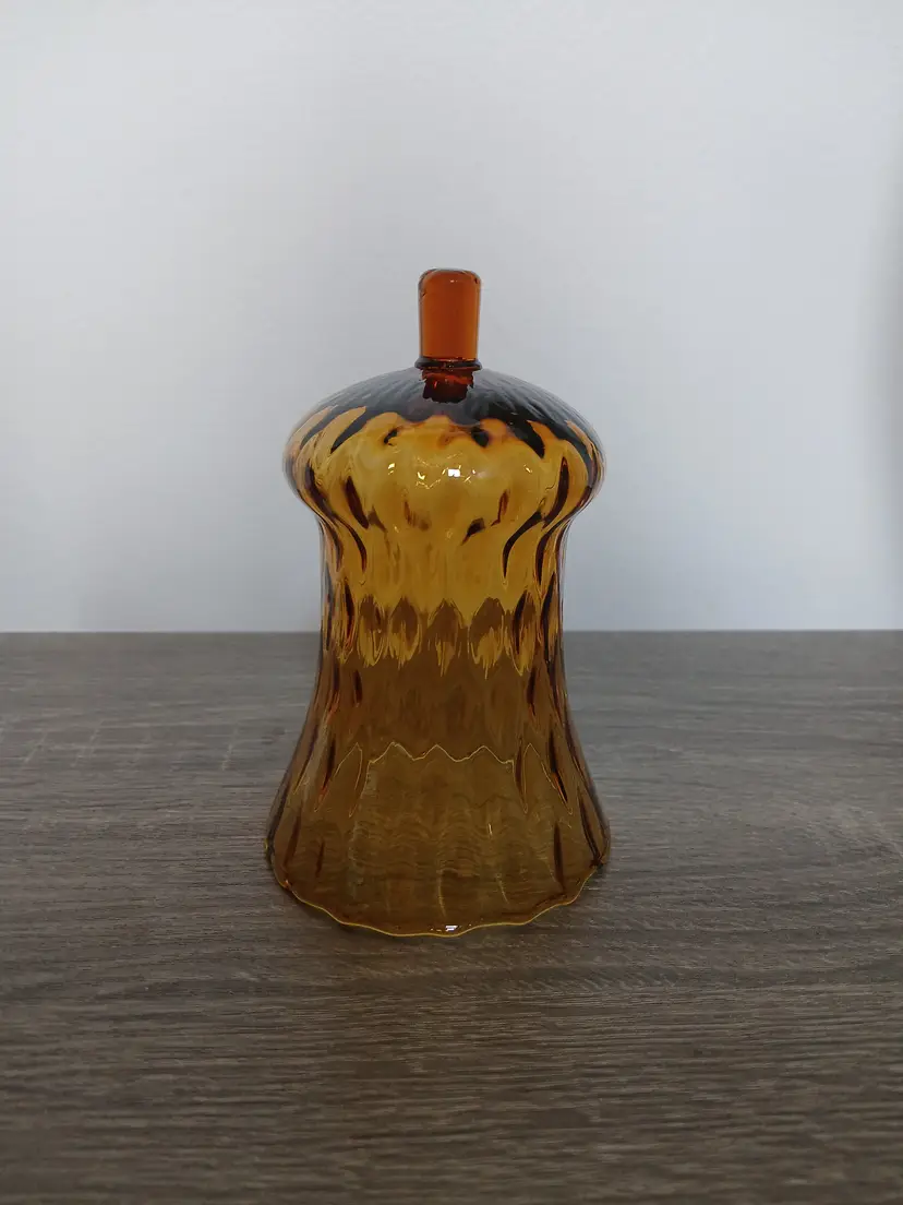 Vtg Amber Glass Peg Votive Candle Holder Sconce Diamond Honeycomb Optic 5.25"