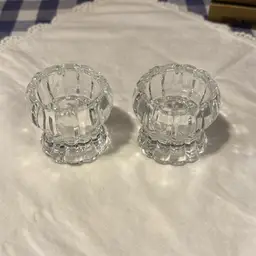 Deplomb Lead Crystal Taper, Teallight, or Votive Candle Holder - Set of 2