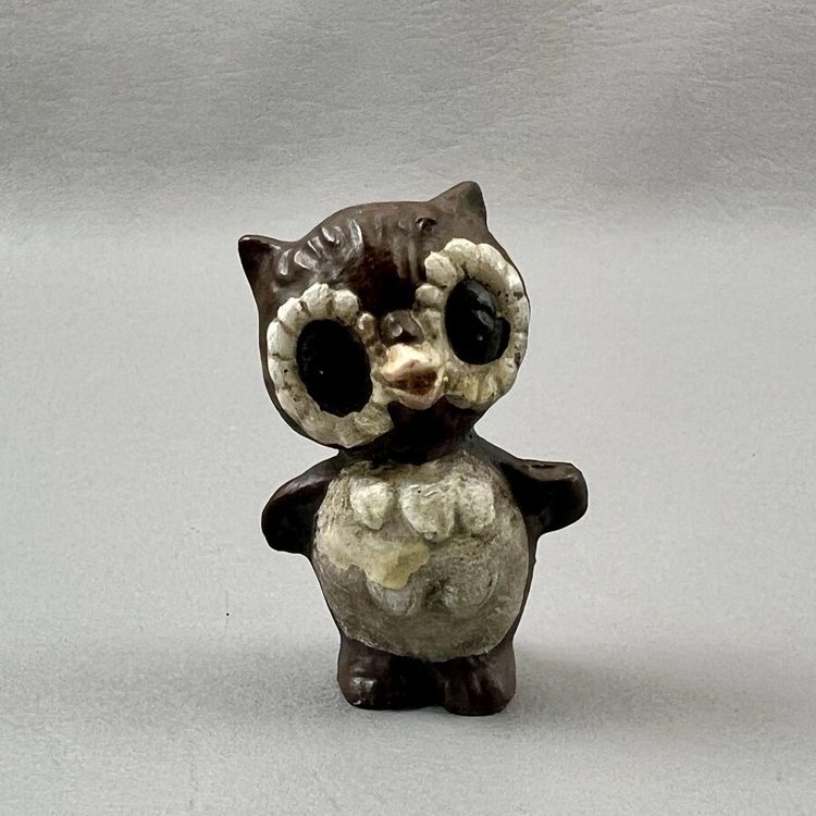 Vintage Hand Painted Owl Mini Figurine 1.5" Miniature