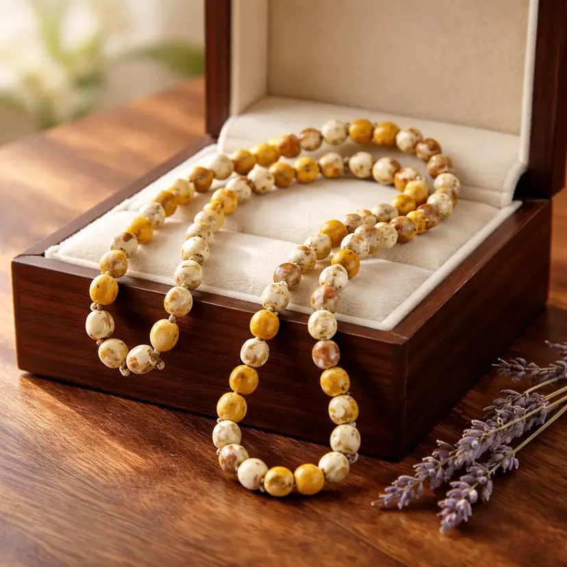 Handcrafted Necklace Made in Italy, 24" Long w/ Baltic Amber Beads