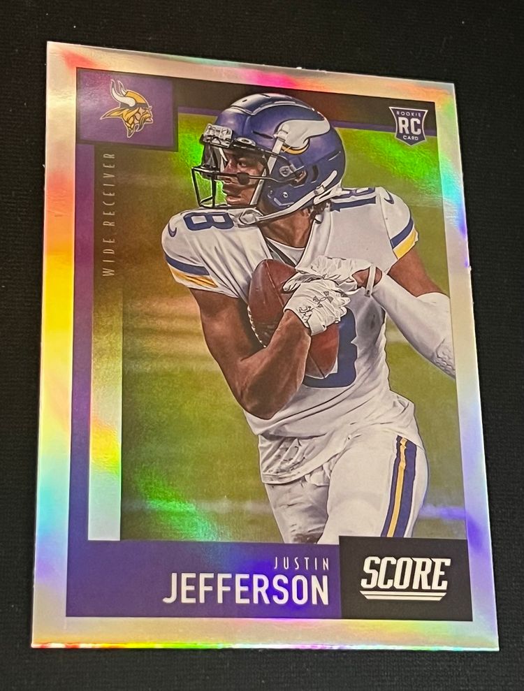 Justin Jefferson 2020 Panini Chronicles Score Silver Prizm Rookie RC #449 Minnesota Vikings