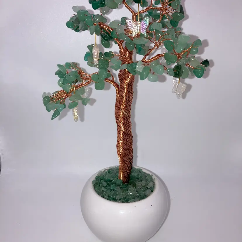 Upcycled Jade Tree With Removable Iridescent Butterflies! 8” Tall! Presidium Tested!