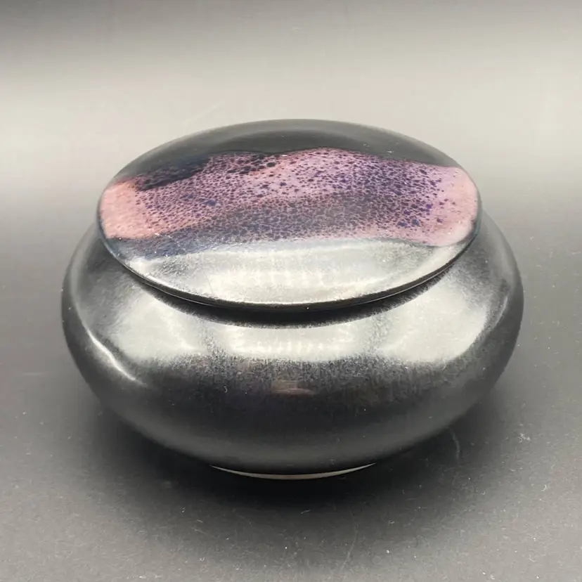 Studio Art Pottery Rhoda Fleischman Lidded Jar Dish Trinket 5" Flashpoint Flash!