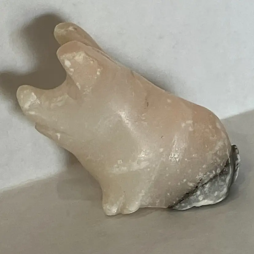 Cute Little Vintage Rustic Carved Pink Stone Pig