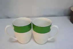 Kate Spade New York Lenox Rutherford Circle Green Coffee Tea Mug Cup Set 2 RARE