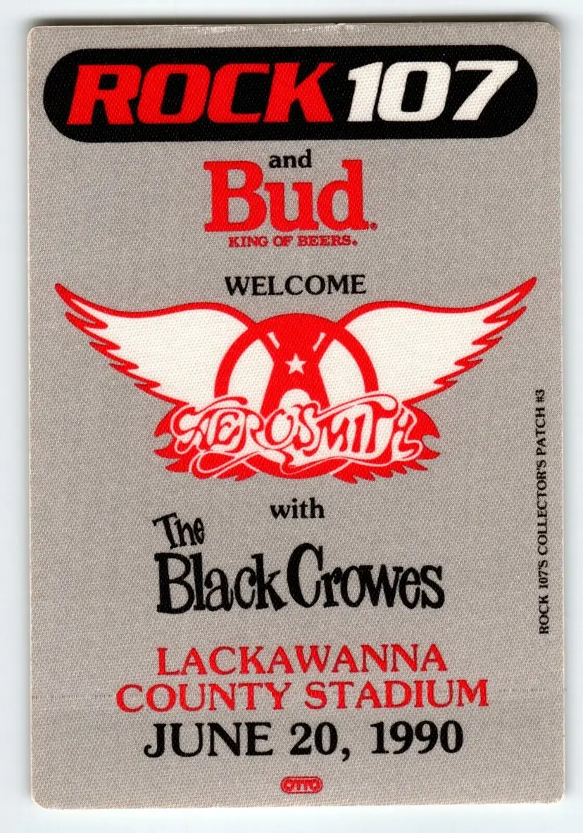 Aerosmith The Black Crowes Backstage Concert Pass Original Hard Rock June 1990