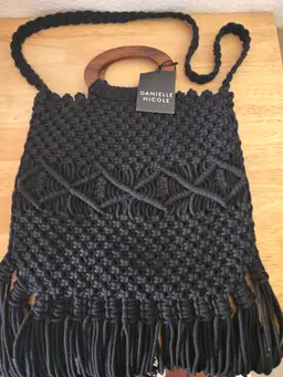 Danielle Nicole Blk Macrame Bag