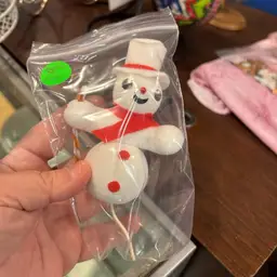 Snowman In Red Floral Pick