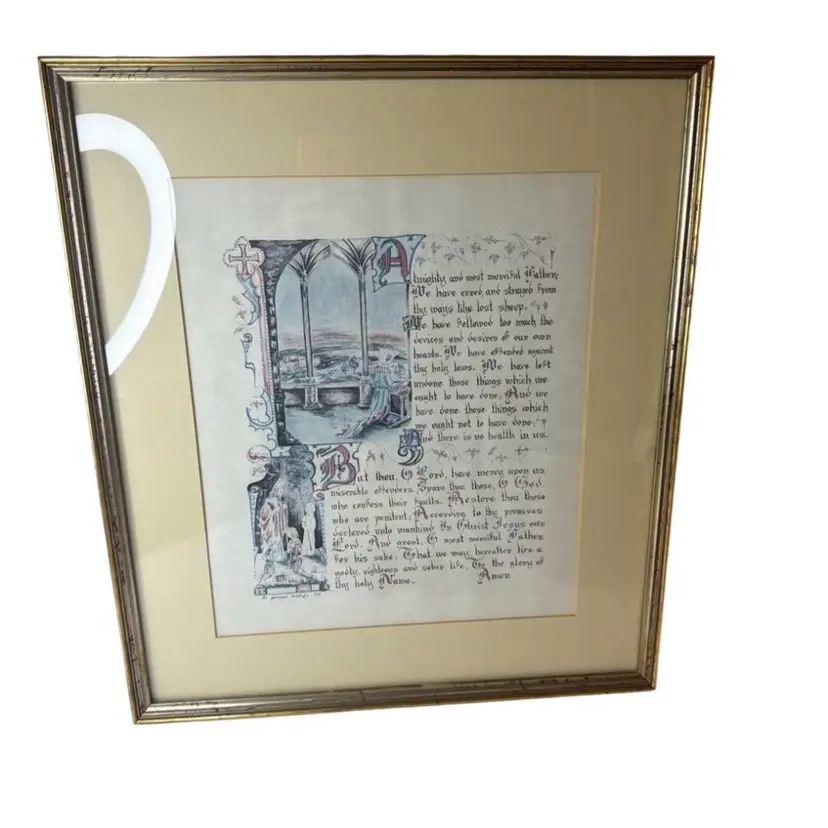 Religious Art Of a Confession In Perfect Condition & Signed