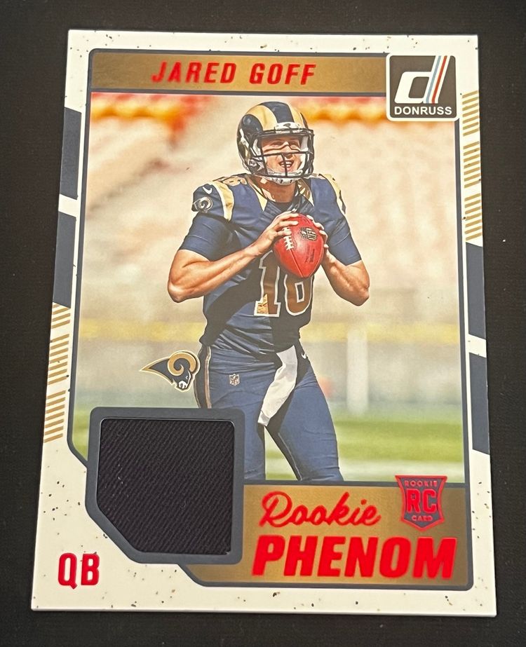Jared Goff 2016 Donruss Rookie Phenom Jersey Relics Red Foil #21 RC Detroit Lions