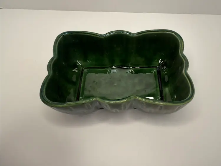 MCM Pottery Glazed Green Planter