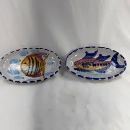 Pair Of Made In Italy Fish Plates