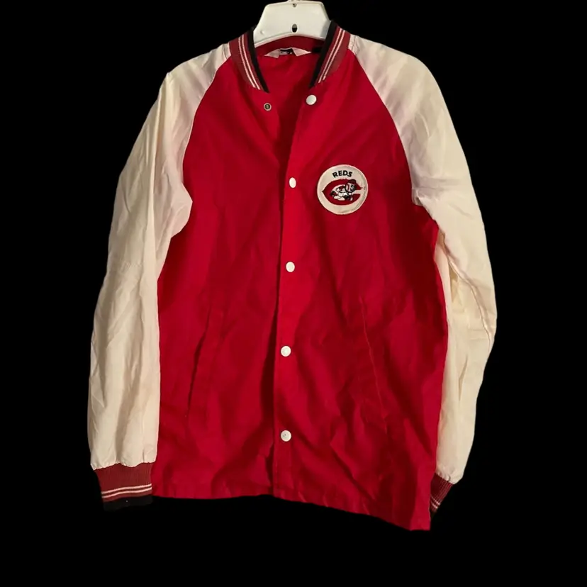 Vtg 1970’s Cincinnati Reds Baseball Nylon Windbreaker Jacket Men’s S / Women’s M